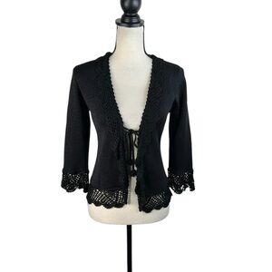 Joseph Black Lace-Trimmed Cardigan
